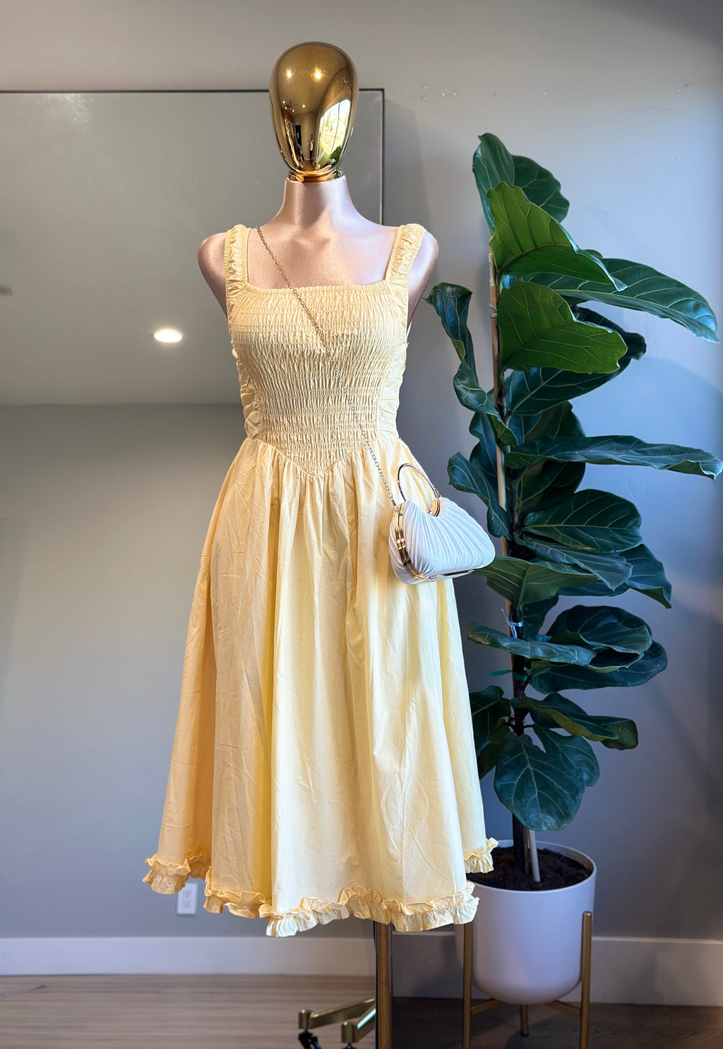 DR003- Butter Yellow Summer Fashion dress