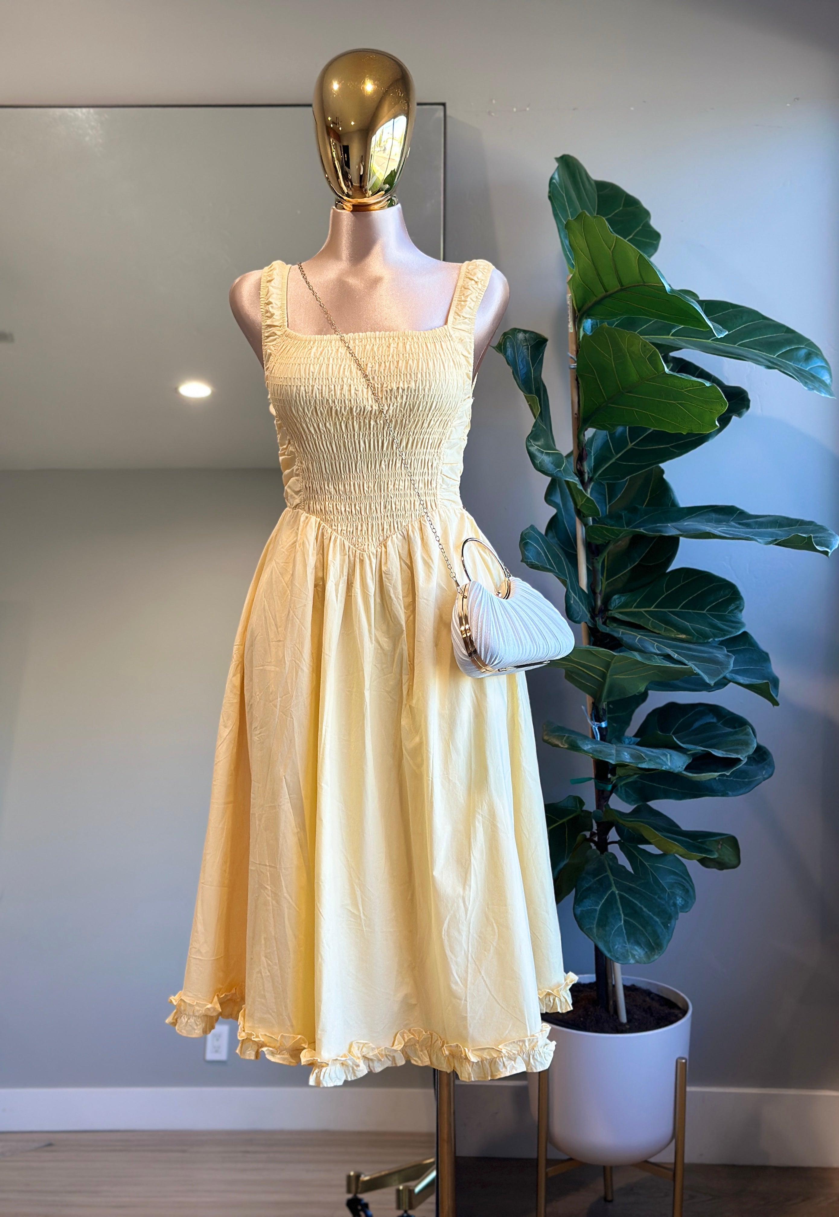 DR003- Butter Yellow Summer Fashion dress