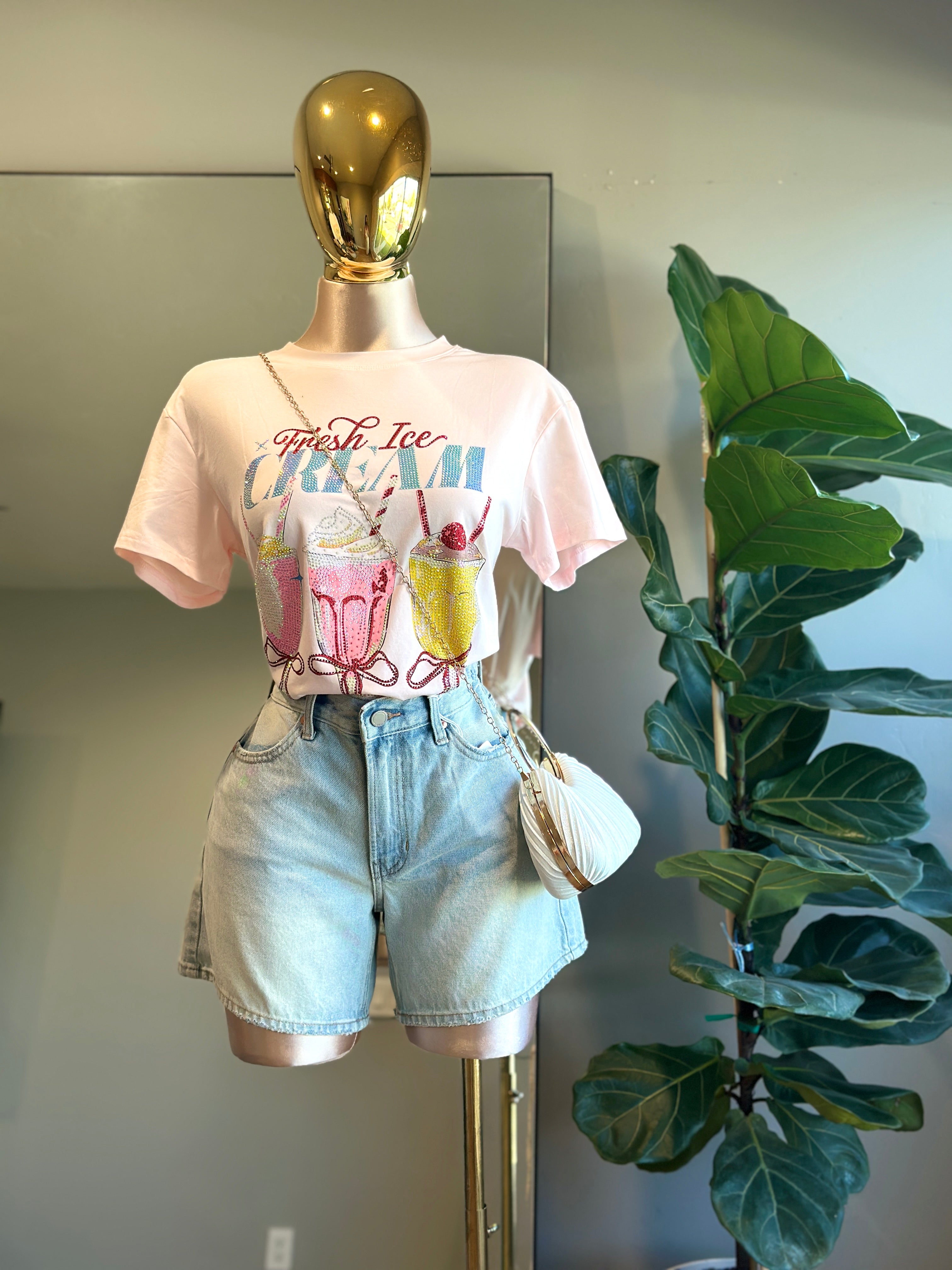 TOP002-Pink Summer T-shirt ice cream