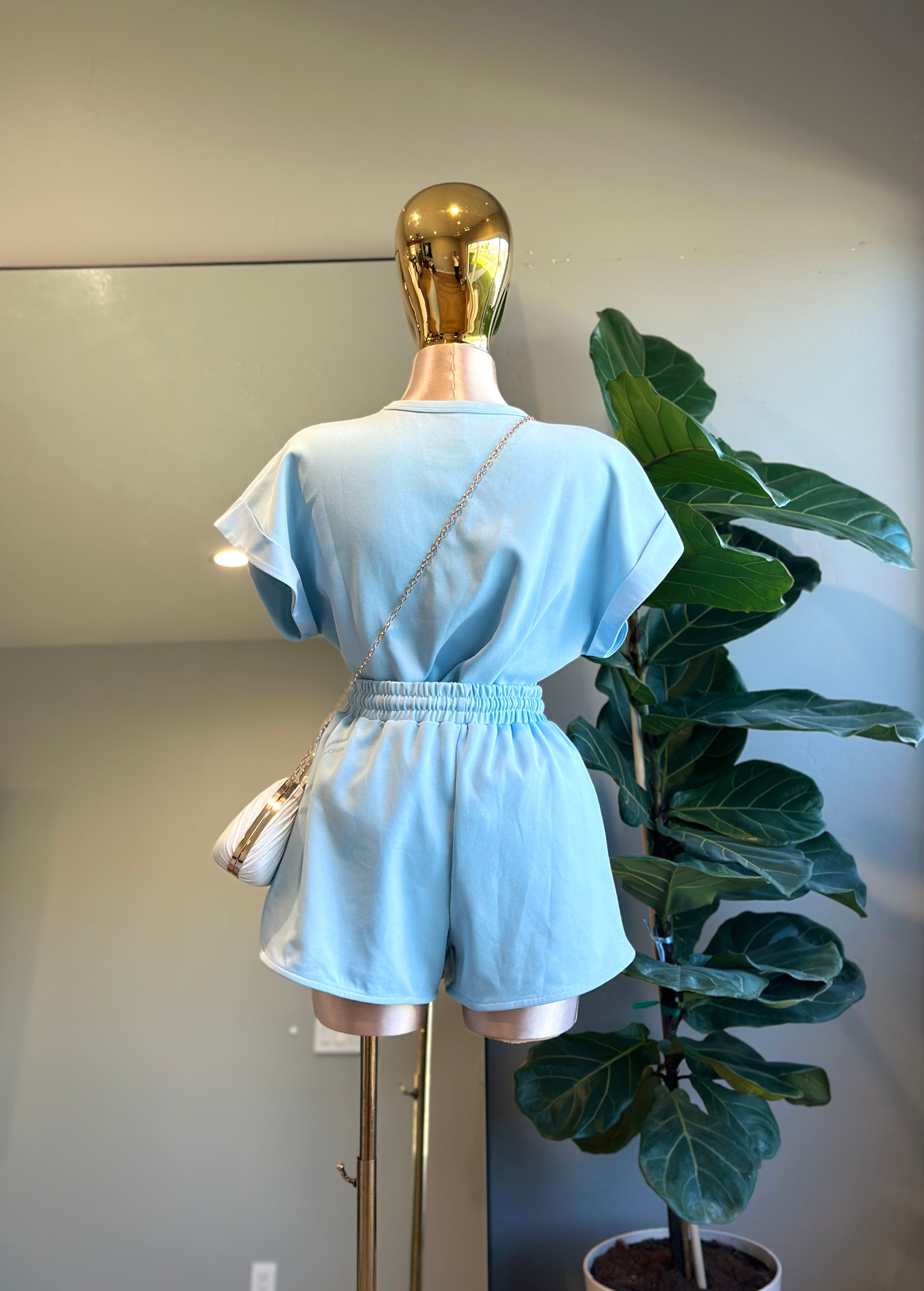 SET003-Blue Fashion Summer Set short & Top