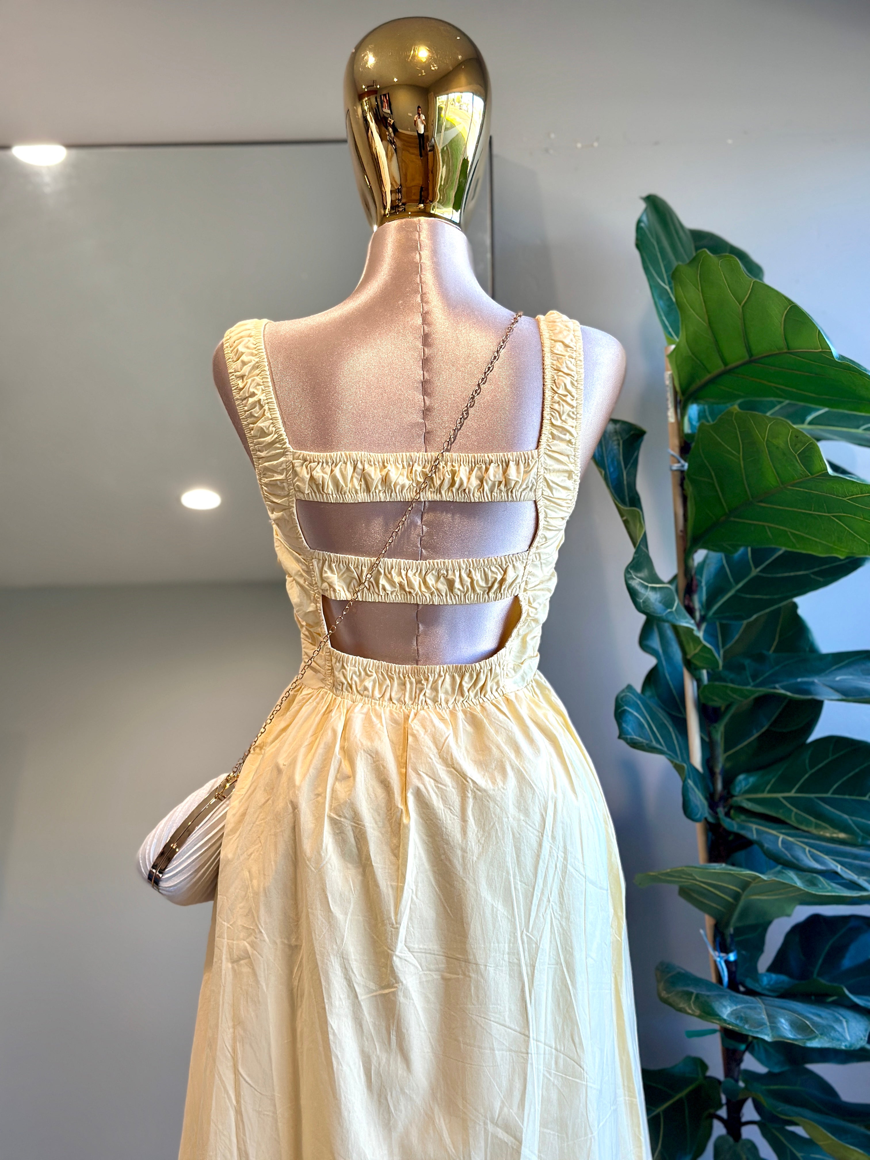 DR003- Butter Yellow Summer Fashion dress