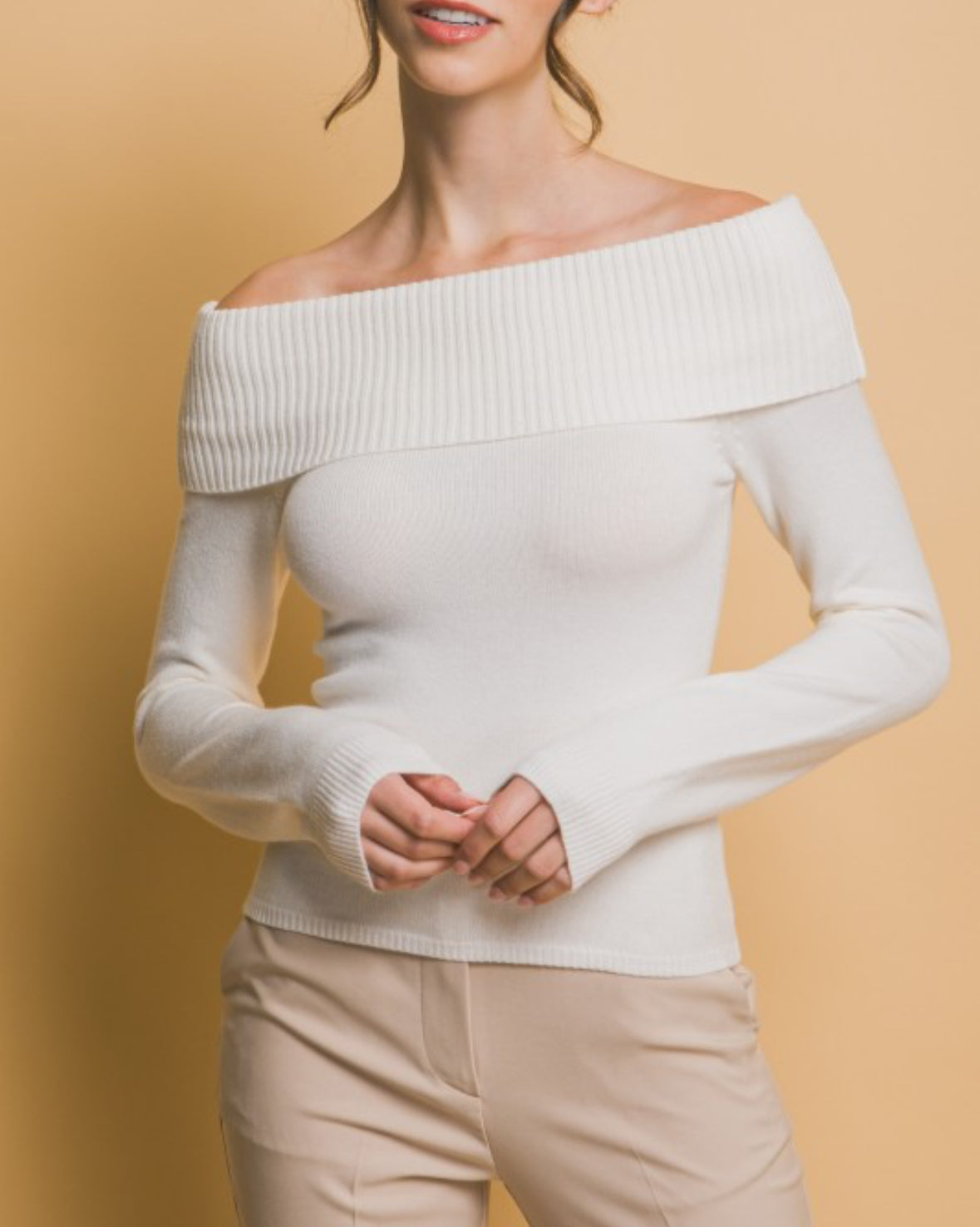 Ribbed Fitted off Shoulder Top