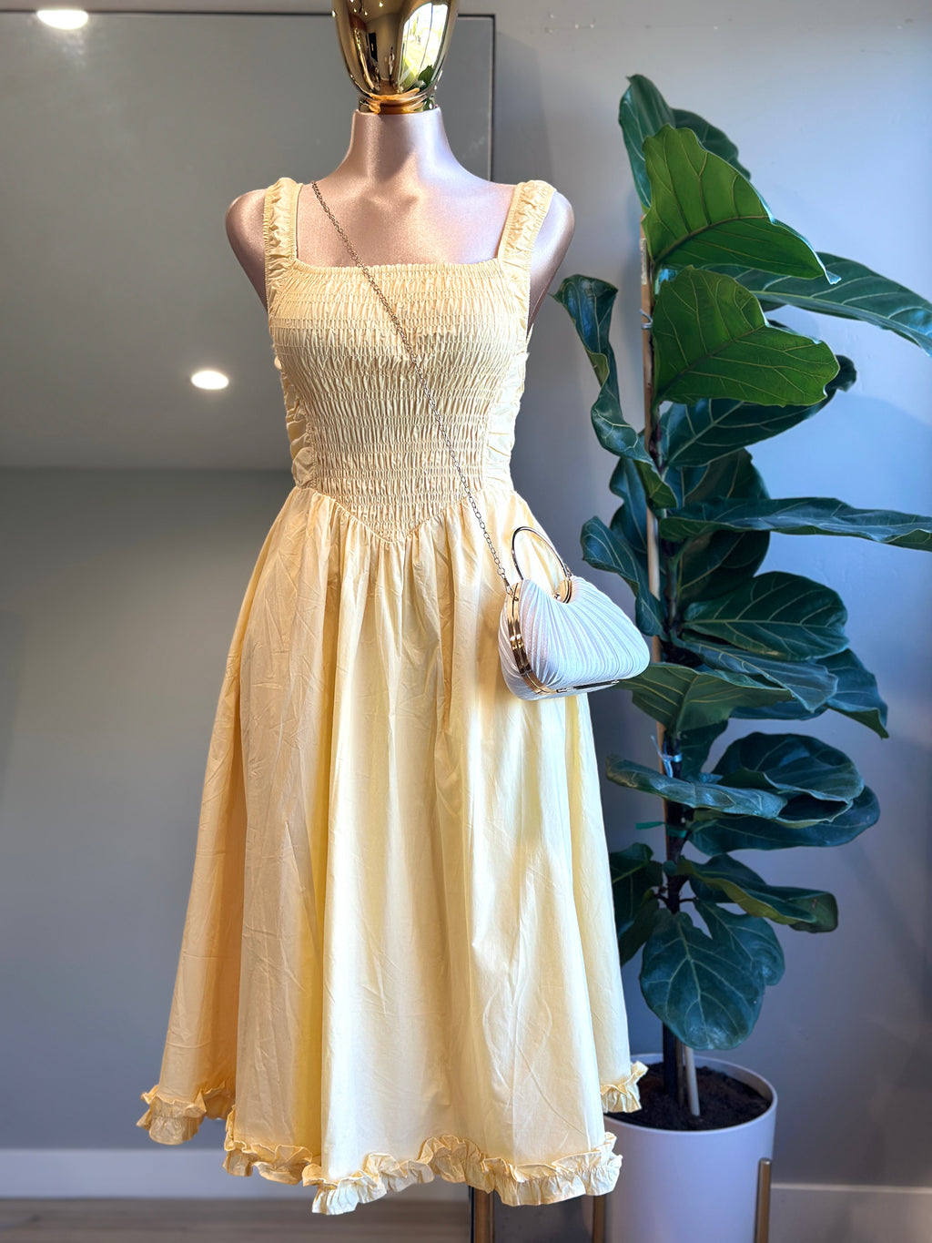DR003- Butter Yellow Summer Fashion dress
