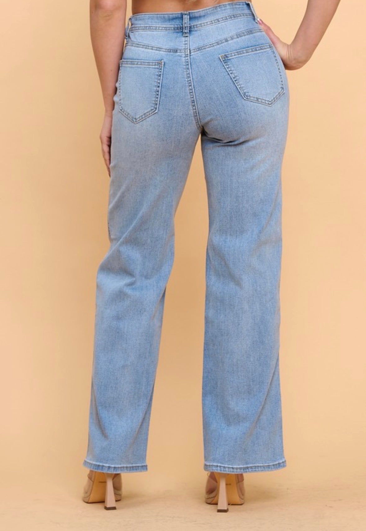 Stretch Mid-rise Wide leg Jeans