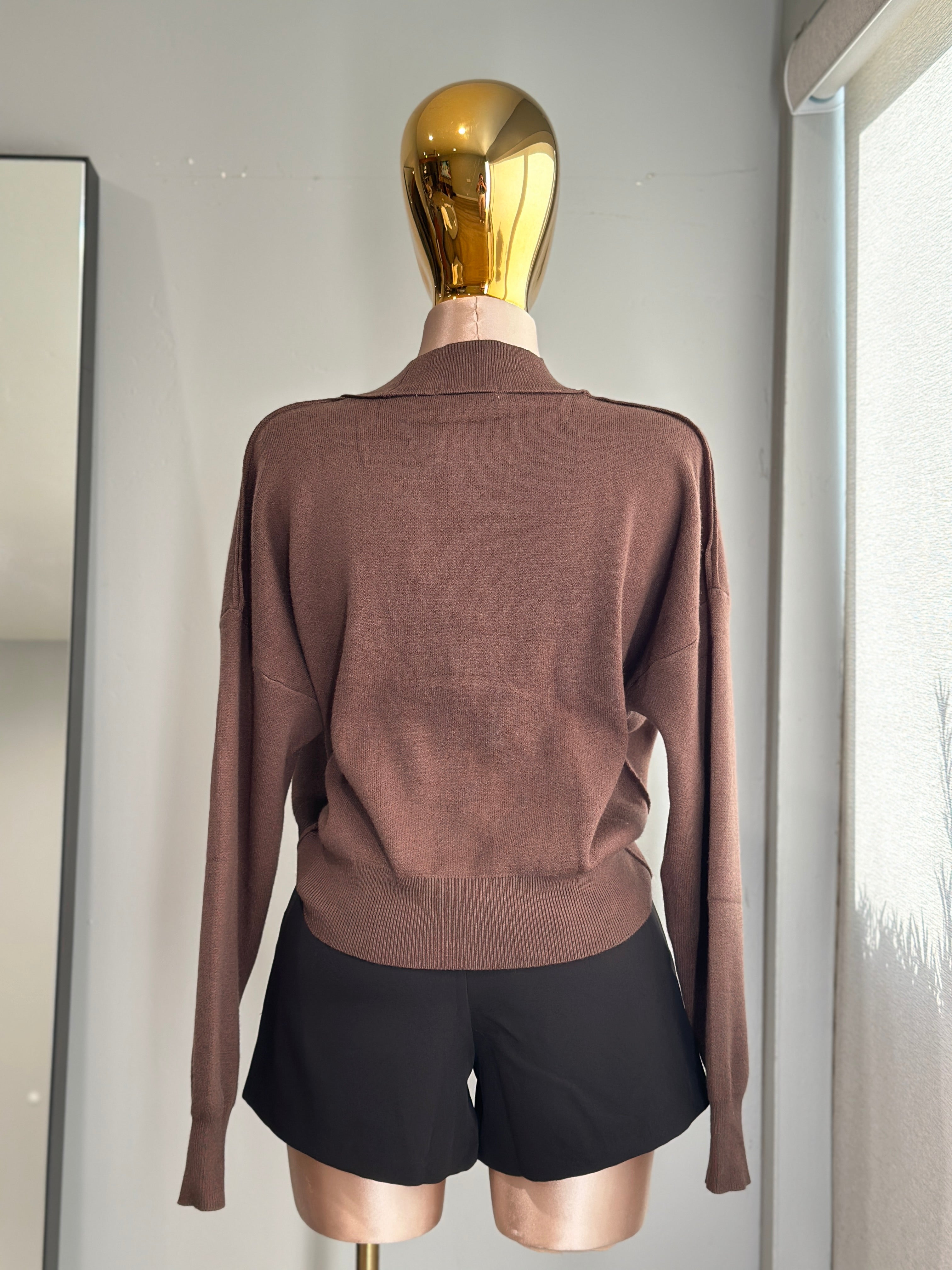V-Neck Cardigan w/ Golden Buttons