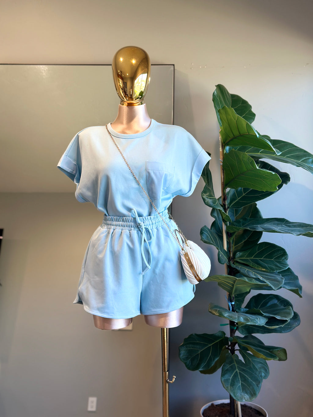 SET003-Blue Fashion Summer Set short & Top
