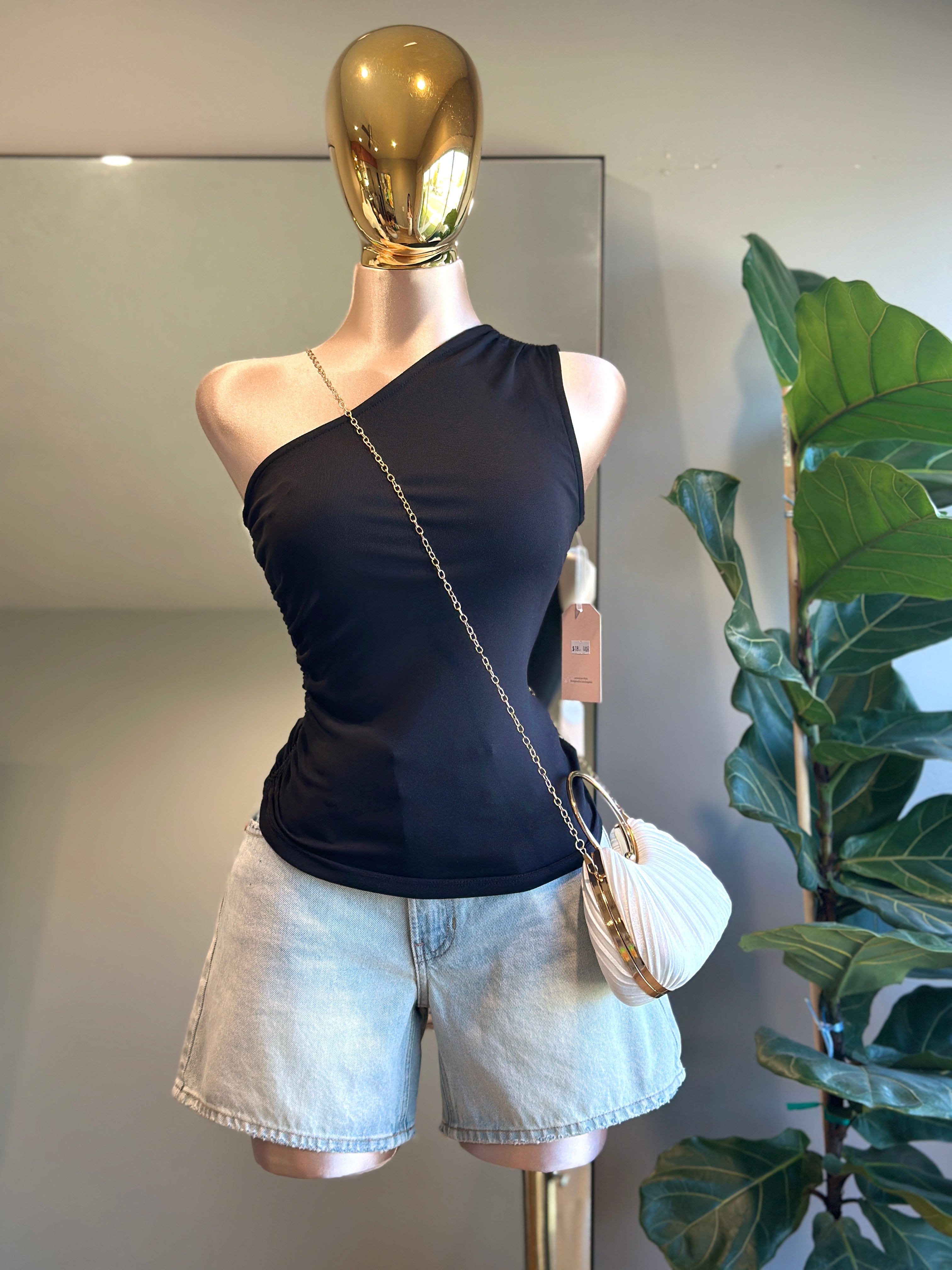TOP001 Black top one shoulder