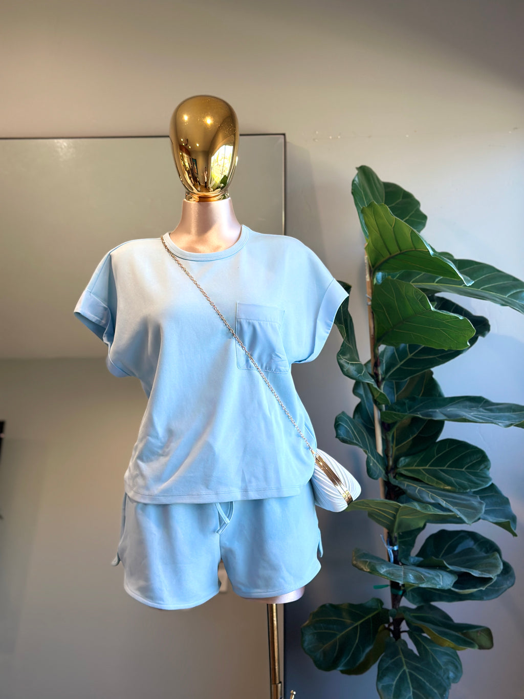 SET003-Blue Fashion Summer Set short & Top