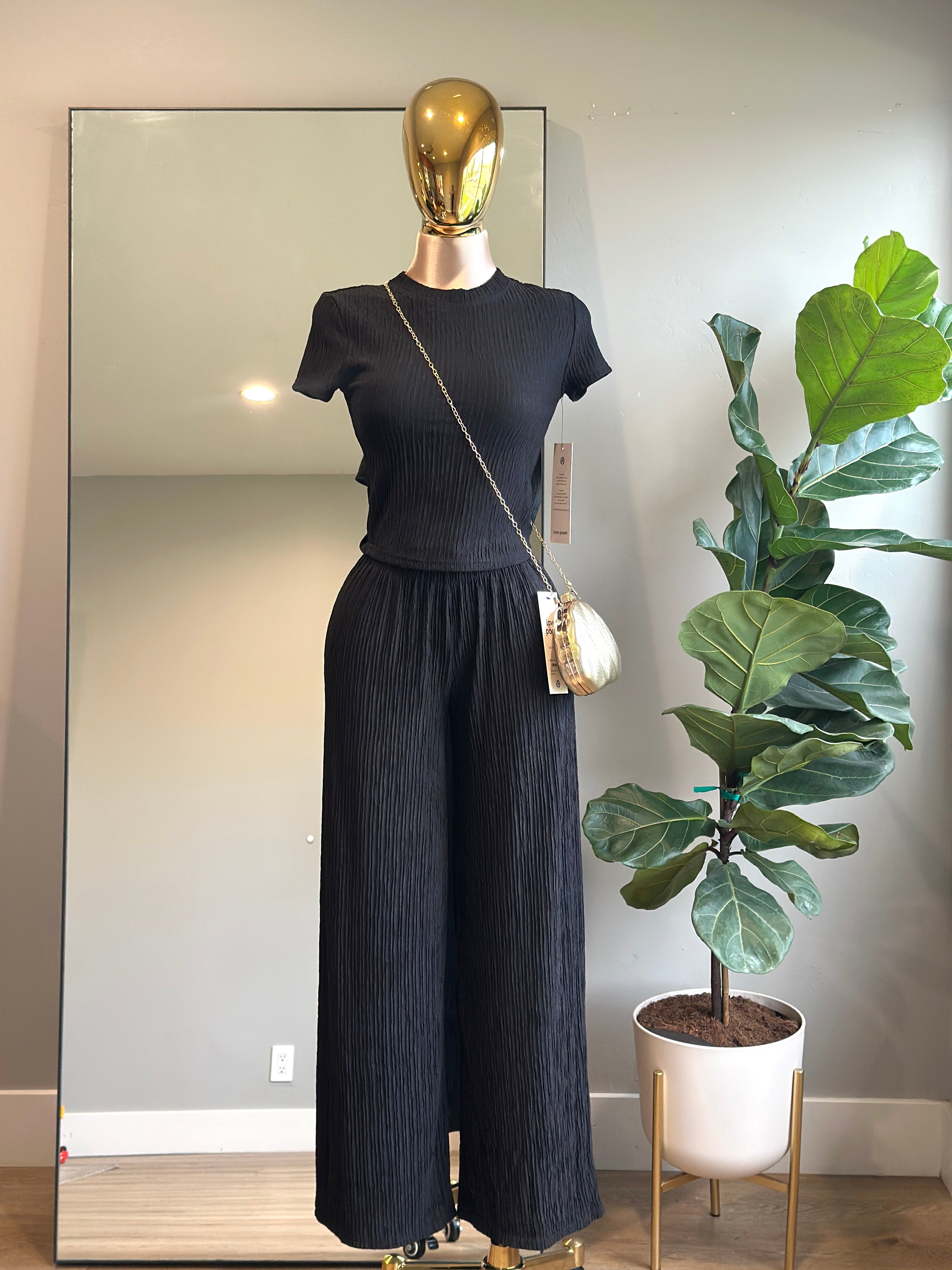 SET004-Fashion Set top & Pants wide leg | Stretch