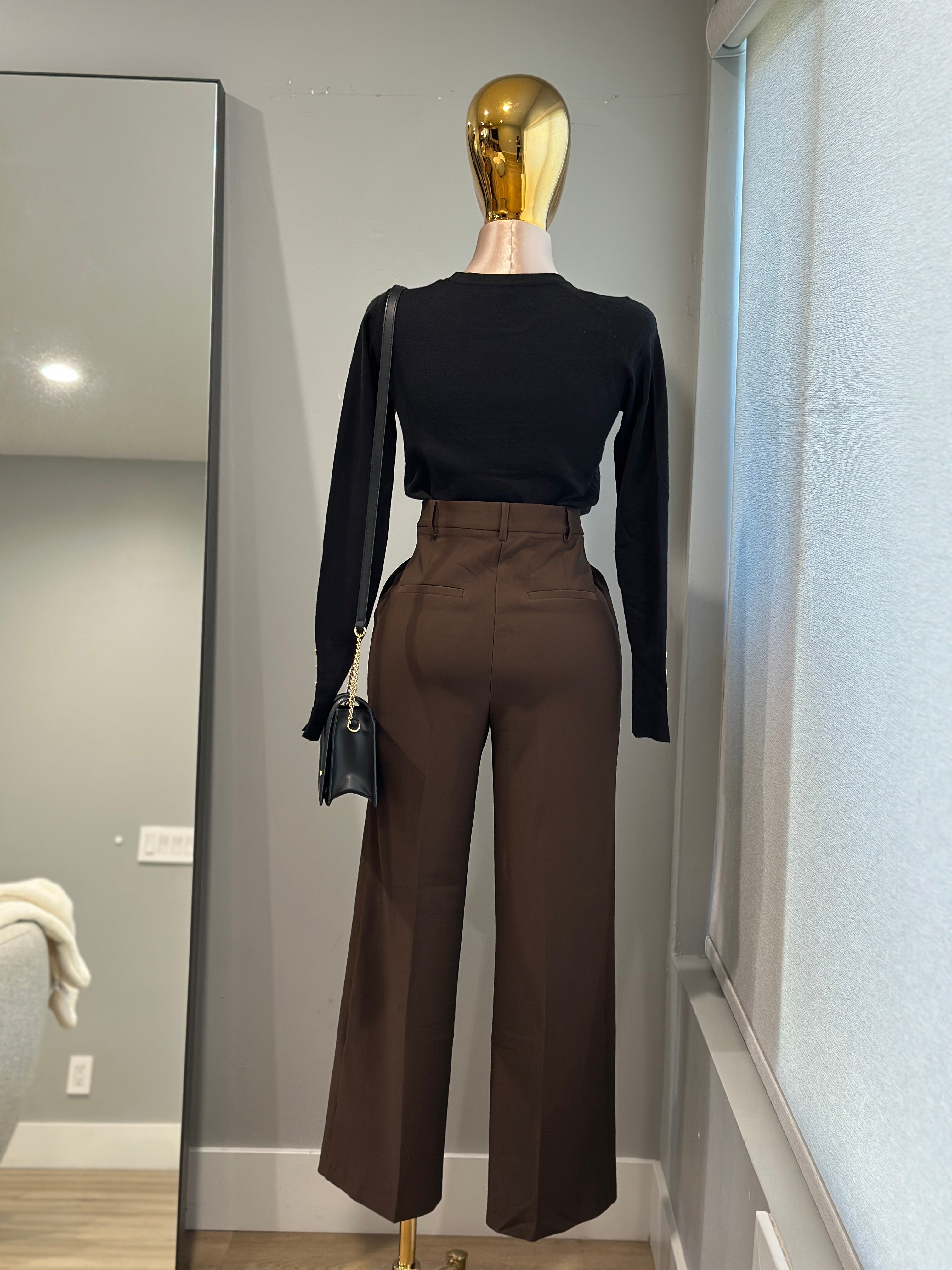 Brown  Wide Straight leg Trousers