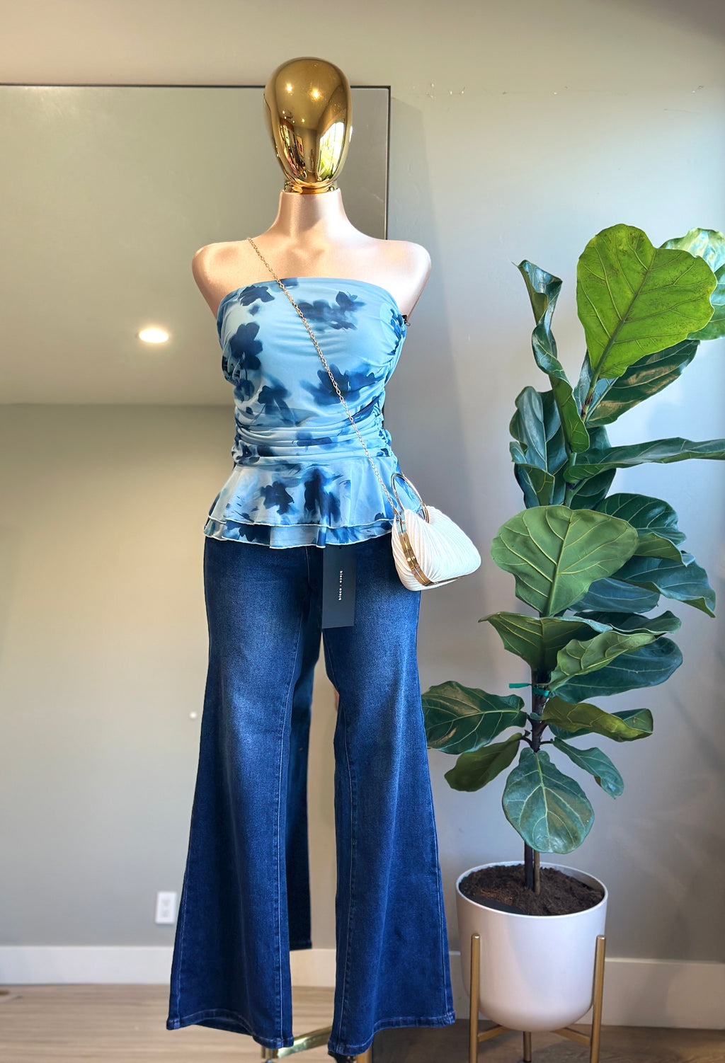 TOP007- Strapless top floral Summer