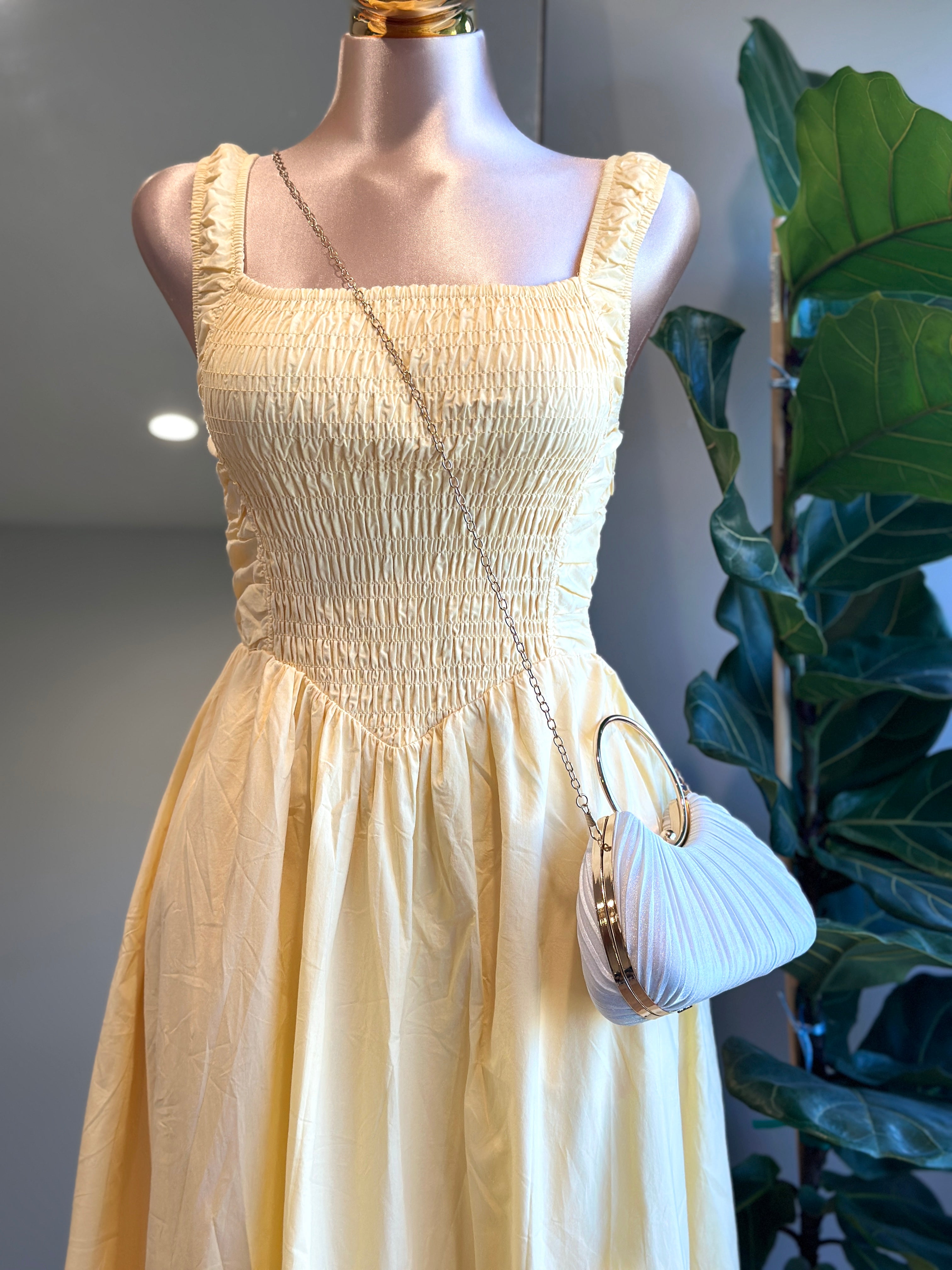 DR003- Butter Yellow Summer Fashion dress
