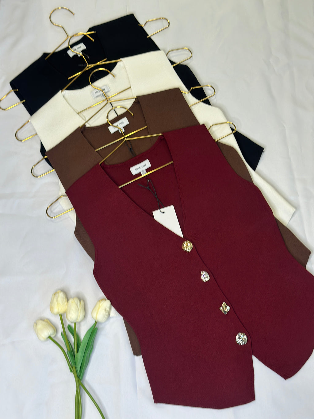 Chic Button Front Knit Vest