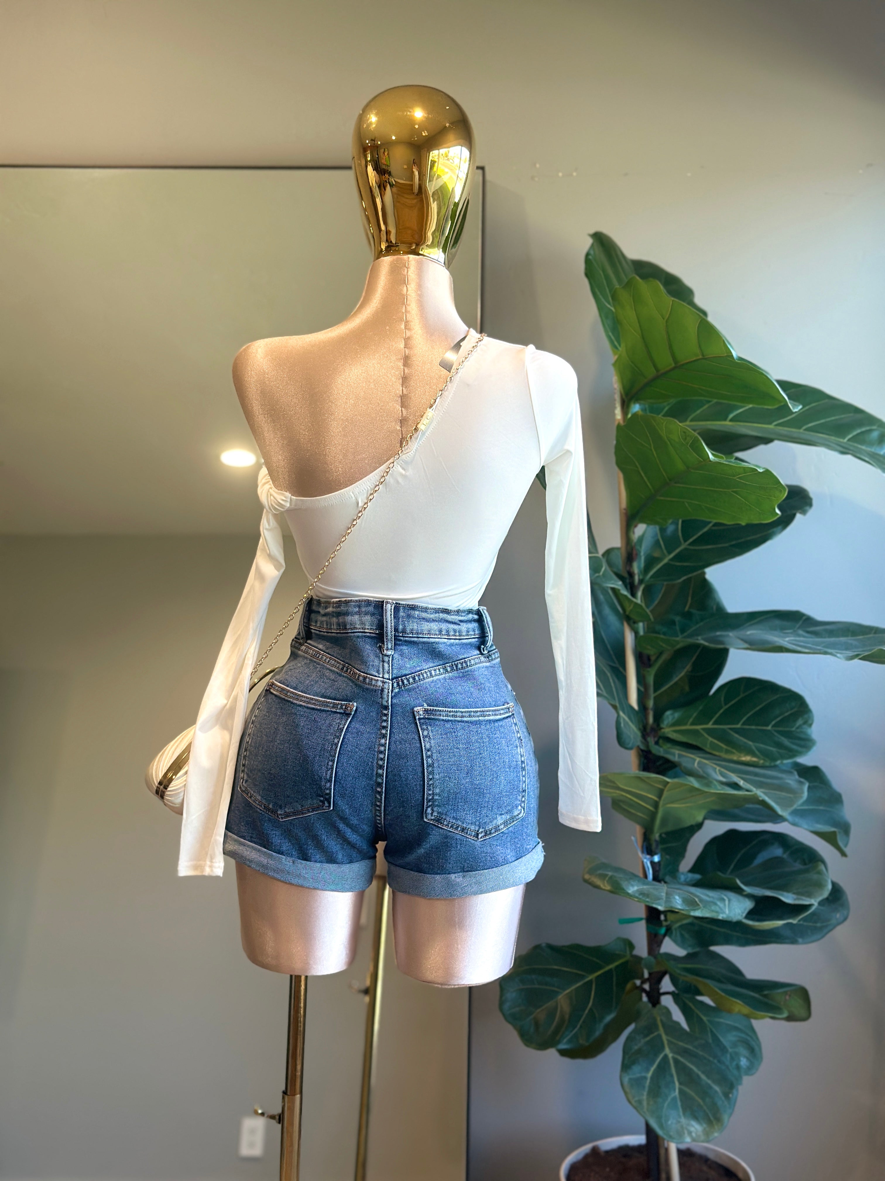 SH001- Flowers Summer Short Denim
