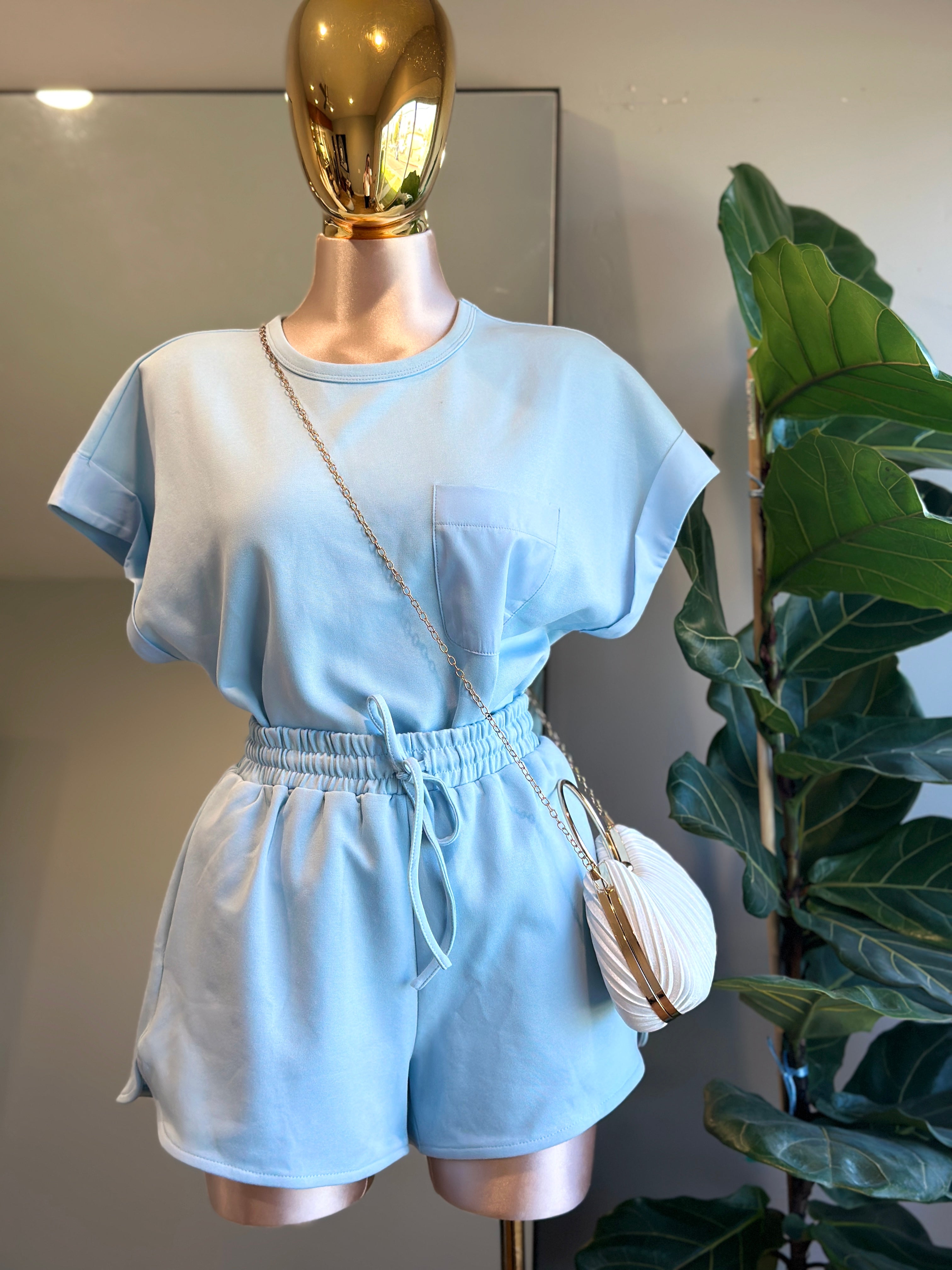 SET003-Blue Fashion Summer Set short & Top