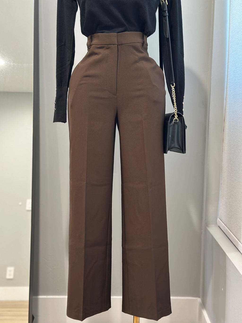 Brown  Wide Straight leg Trousers