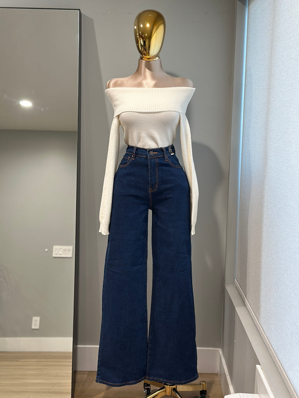Ribbed Fitted off Shoulder Top