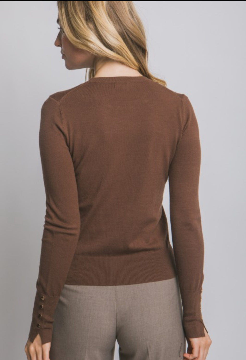 Fitted Golden Button Sleeve Sweater