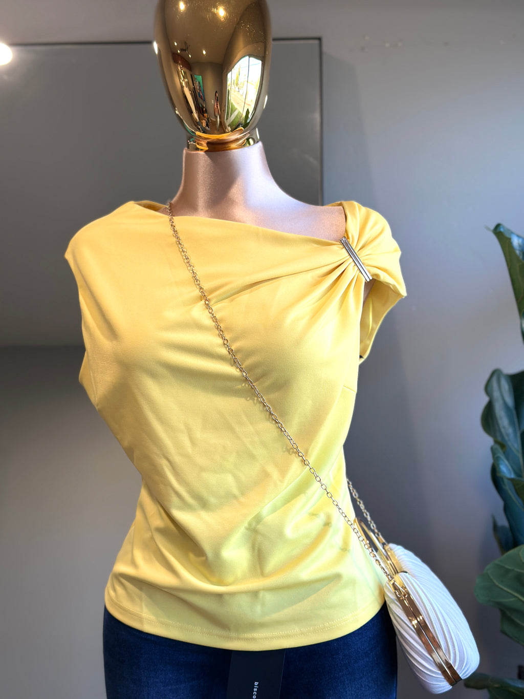 TOP008-Yellow Fashion Top Asymmetric