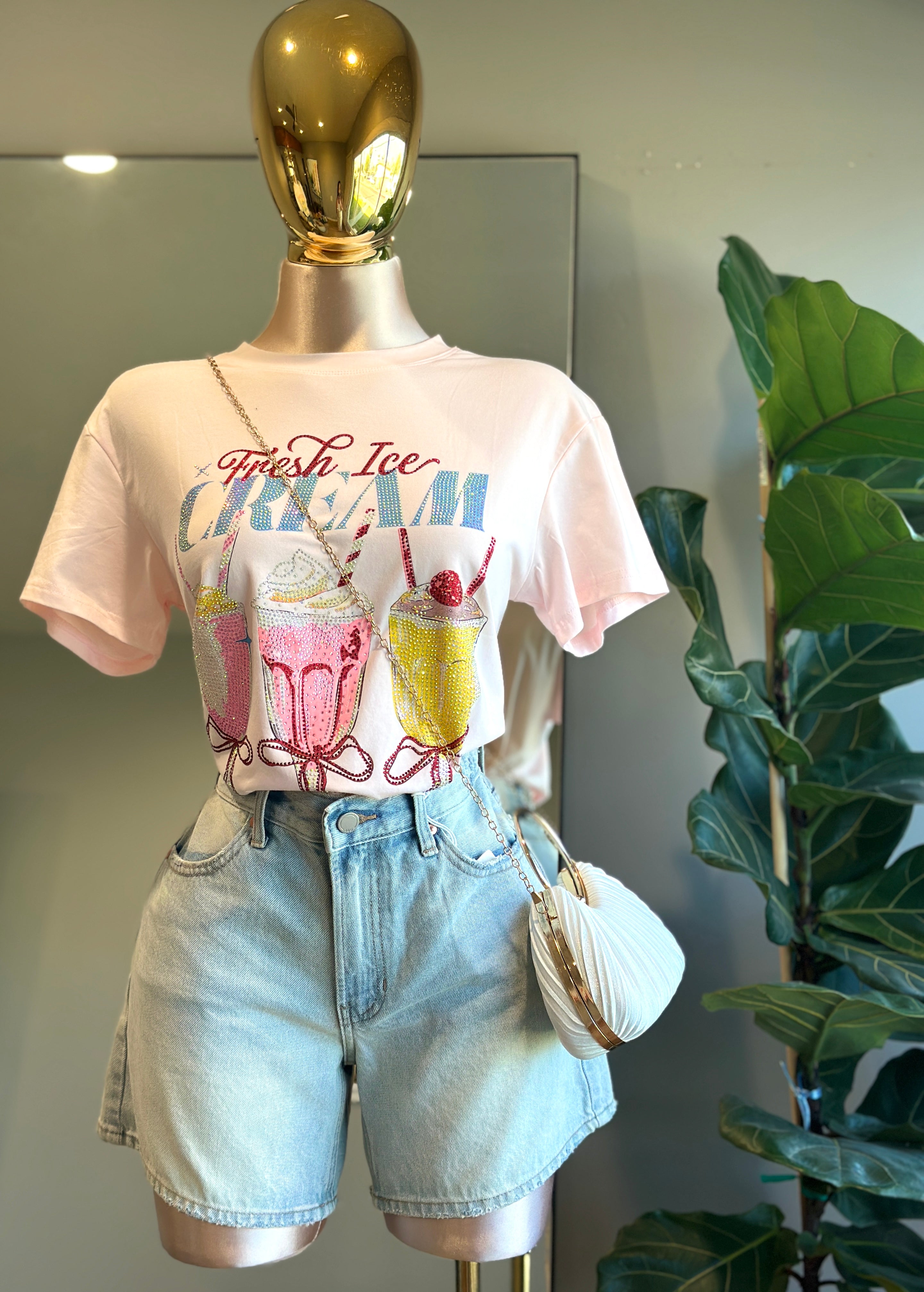 TOP002-Pink Summer T-shirt ice cream