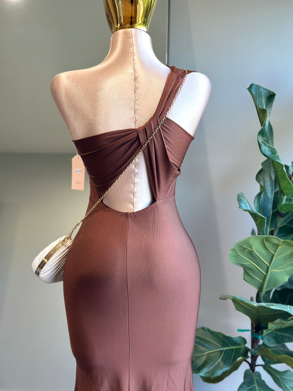 DR004- Elegant maxi Dress One shoulder/ Stretch