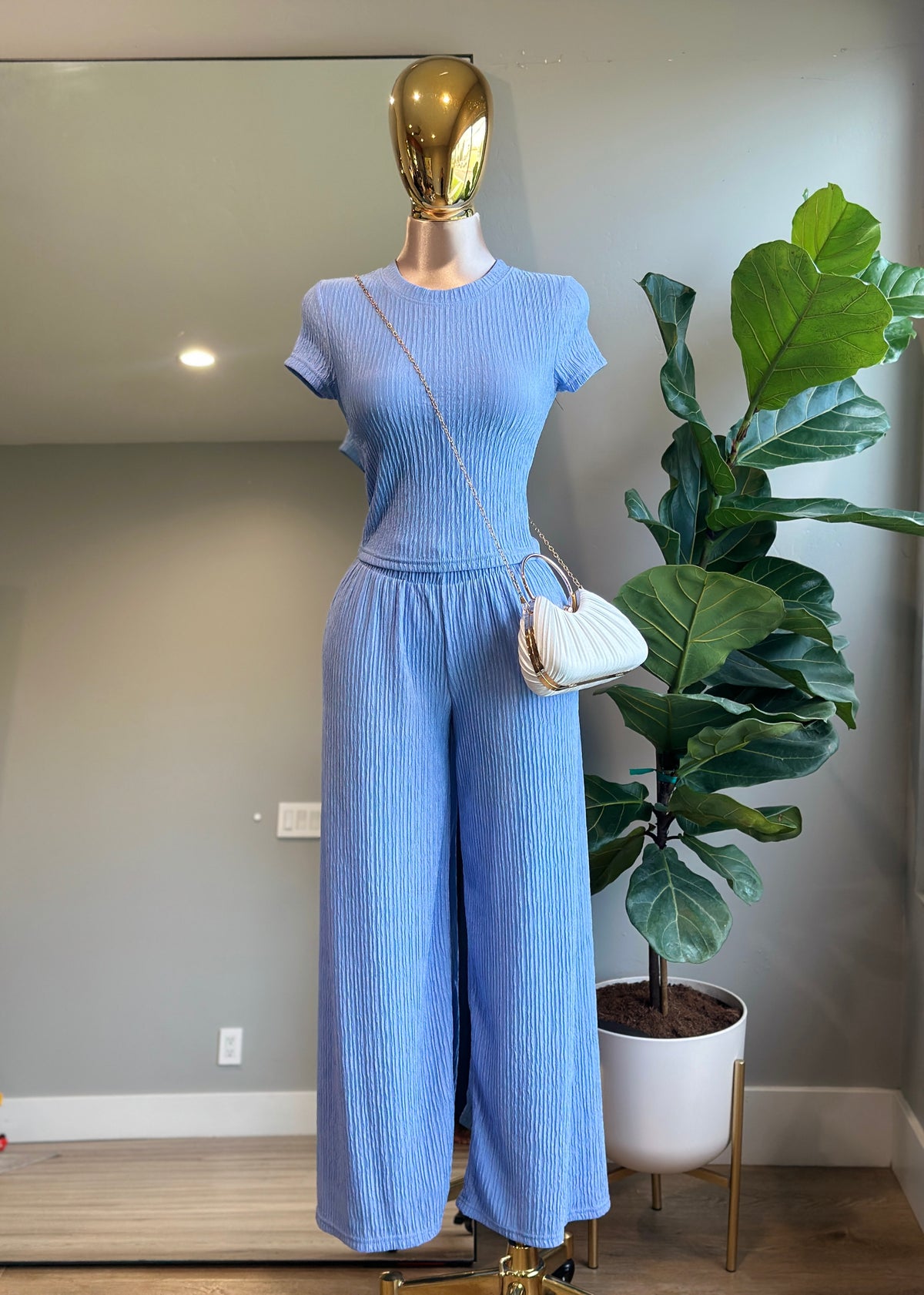SET004-Fashion Set top & Pants wide leg | Stretch