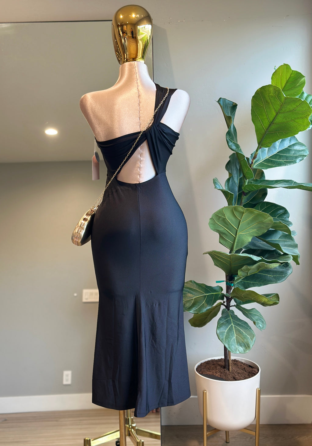 DR004- Elegant maxi Dress One shoulder/ Stretch